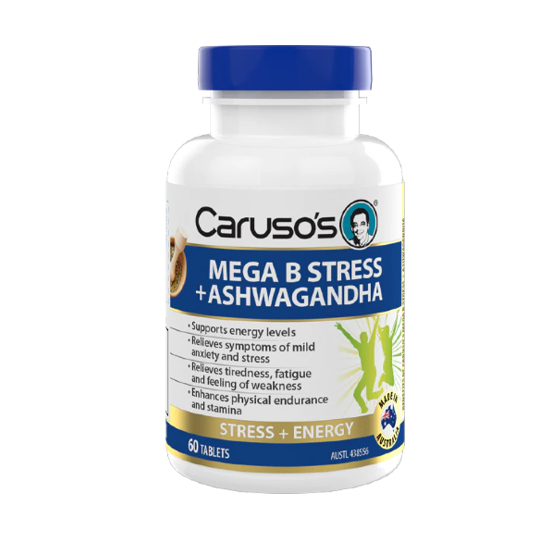 Mega B Stress + Ashwagandha by Carusos Natural Health Australia