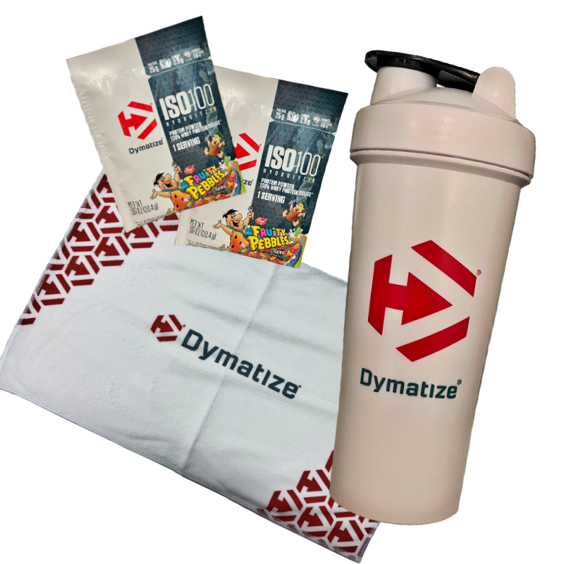 Free Gift - Dymatize Towel + Shaker + Samples (Online Only - Random Flavour)