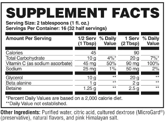Nutritional information panel