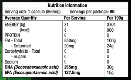 Pure Plant Sourced Green Omega 3 by MicrOrganics Green Nutritionals