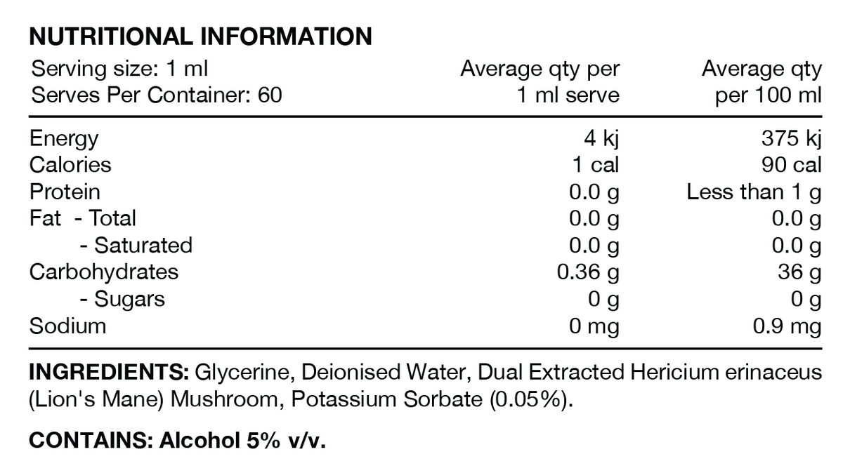 Lions Mane Double Strength Liquid by Switch Nutrition