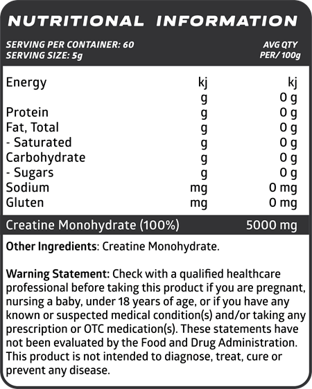 100% Creatine Monohydrate by JD Nutraceuticals