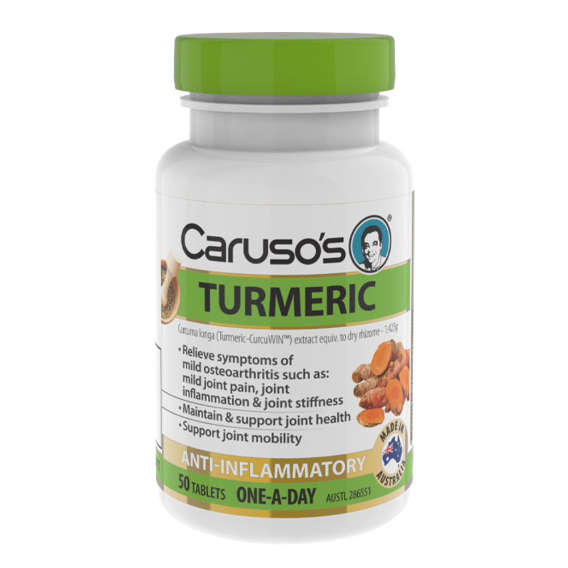 Turmeric By Carusos Natural Health 50 Tablets Hv/vitamins