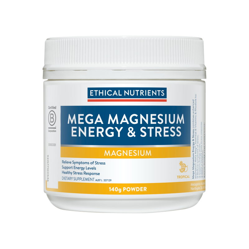 Mega Magnesium Energy & Stress By Ethical Nutrients 140G / Tropical Hv/vitamins