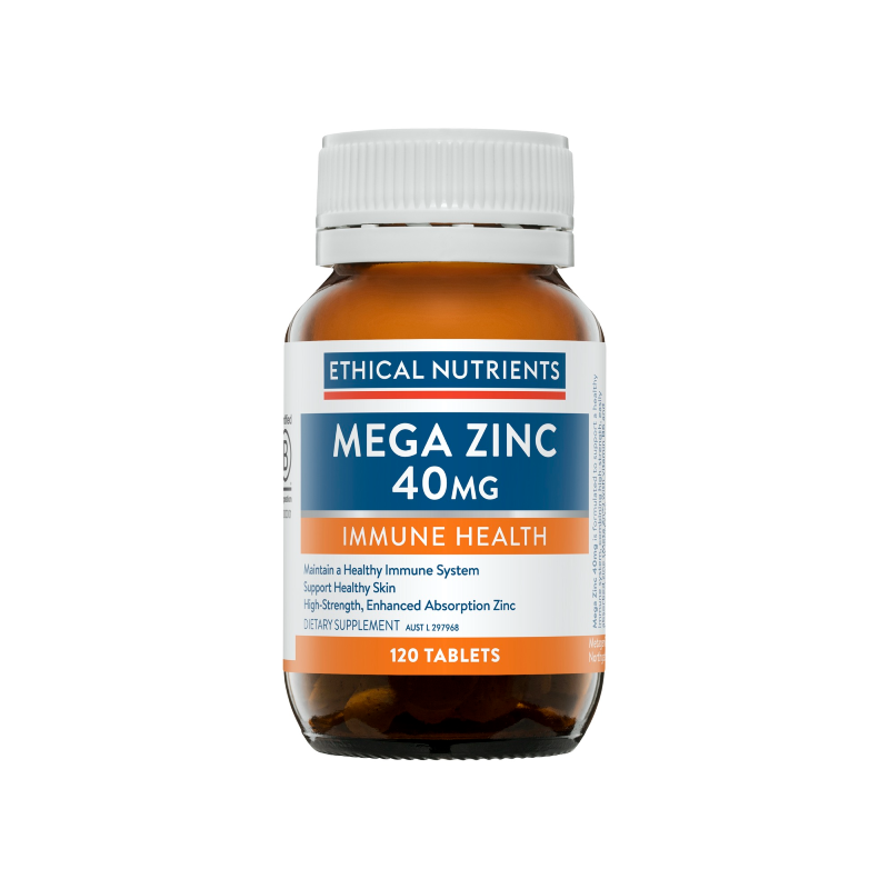 Mega Zinc 40Mg By Ethical Nutrients 120 Tablets Hv/vitamins