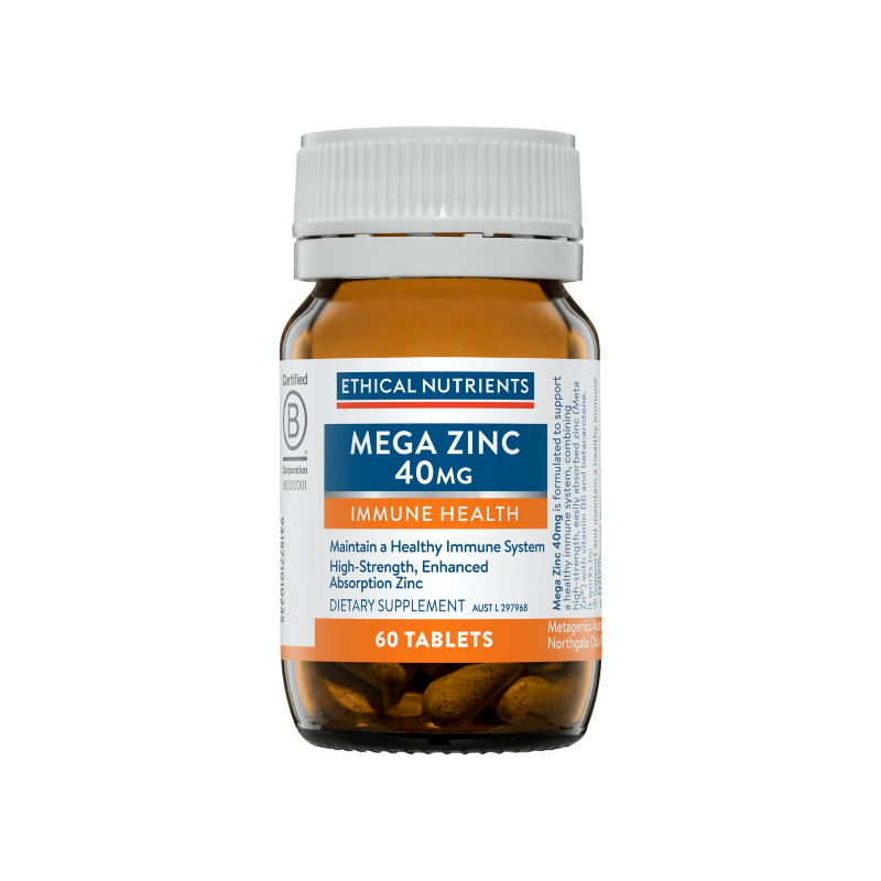 Mega Zinc 40Mg By Ethical Nutrients 60 Tablets Hv/vitamins