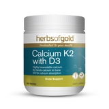 Calcium K2 With D3 By Herbs Of Gold 180 Tablets Hv/vitamins