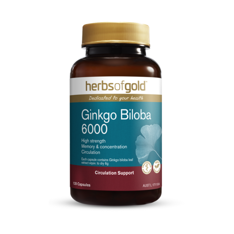 Ginkgo Biloba 6000 By Herbs Of Gold 120 Capsules Hv/vitamins