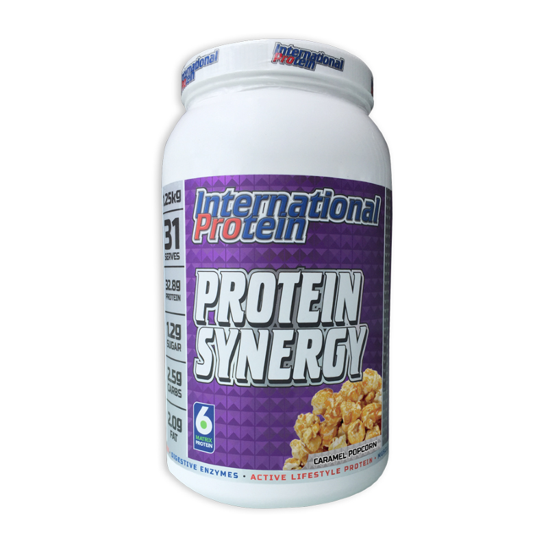 Protein Synergy By International 1.25Kg / Caramel Popcorn Protein/whey Blends