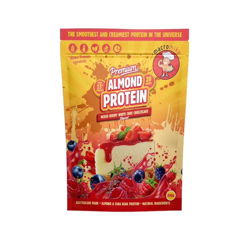 Almond Plant Protein By Macro Mike 800G / Mixed Berry White Choc Protein/vegan &