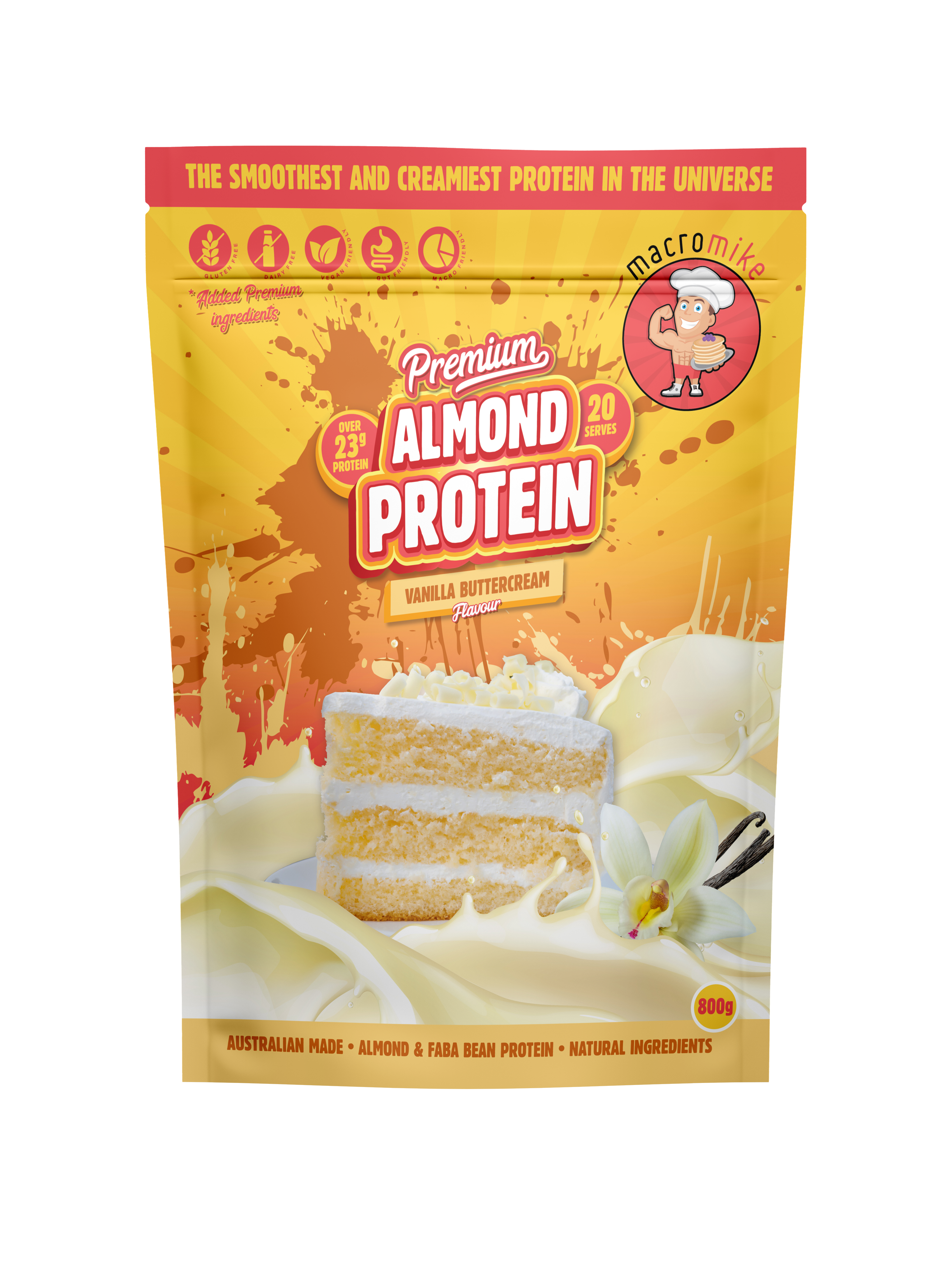 Almond Plant Protein By Macro Mike 800G / Vanilla Buttercream Protein/vegan &