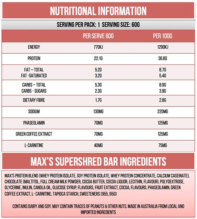 Super Shred Protein Bar By Maxs Protein/bars & Consumables