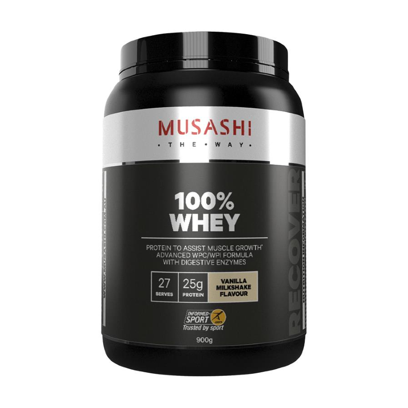 100% Whey By Musashi 900G / Vanilla Milkshake Protein/whey Blends