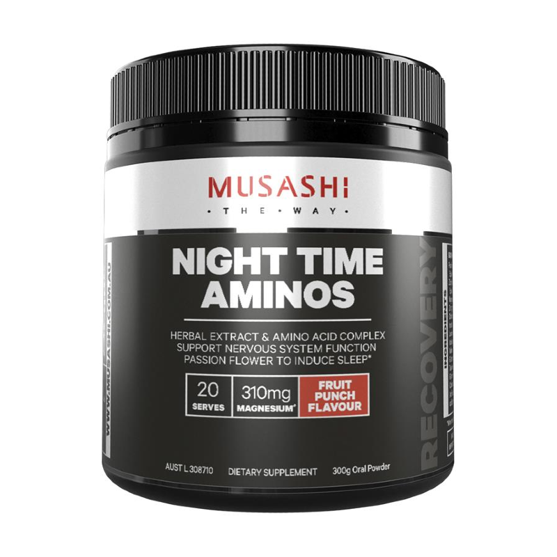 Night Time Aminos By Musashi 20 Serves / Fruit Punch Sn/amino Acids Bcaa Eaa