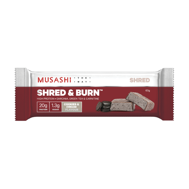 Shred & Burn Protein Bar By Musashi 60G / Cookies And Cream Protein/bars Consumables
