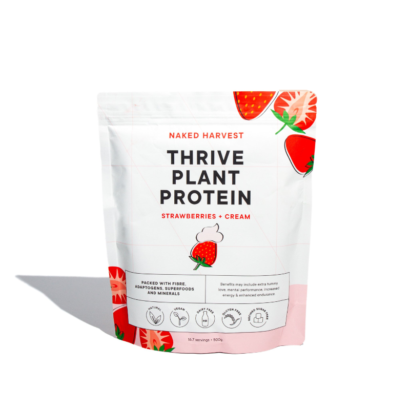 Thrive Plant Protein By Naked Harvest 500G / Strawberries And Cream Protein/vegan &