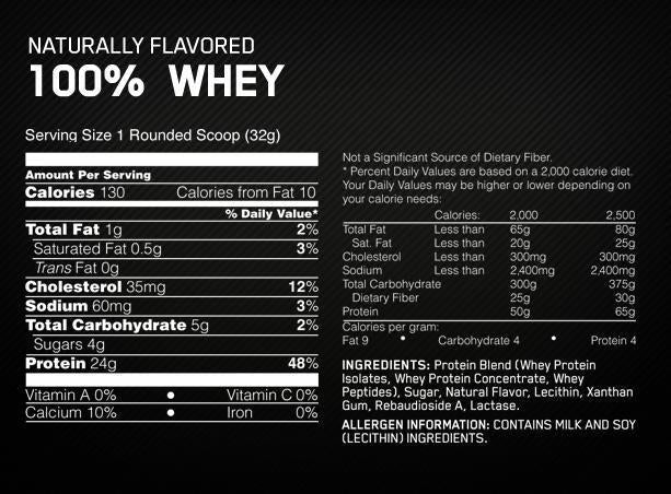 Gold Standard 100% Naturally Flavoured Whey By Optimum Nutrition Protein/natural