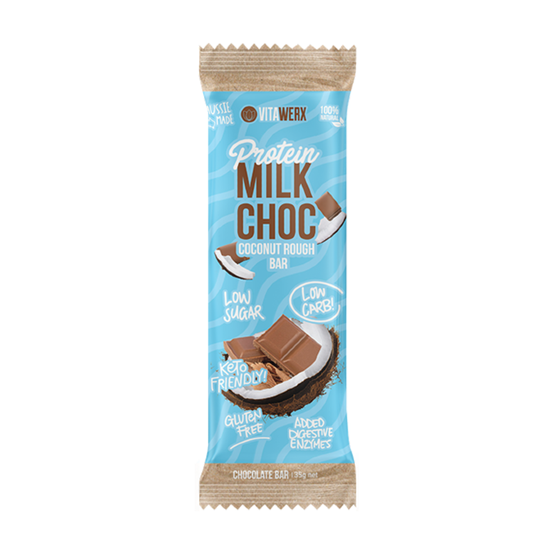 Keto Protein Milk Chocolate Bar (Small) By Vitawerx Box Of 12 / Coconut Rough Protein/bars &