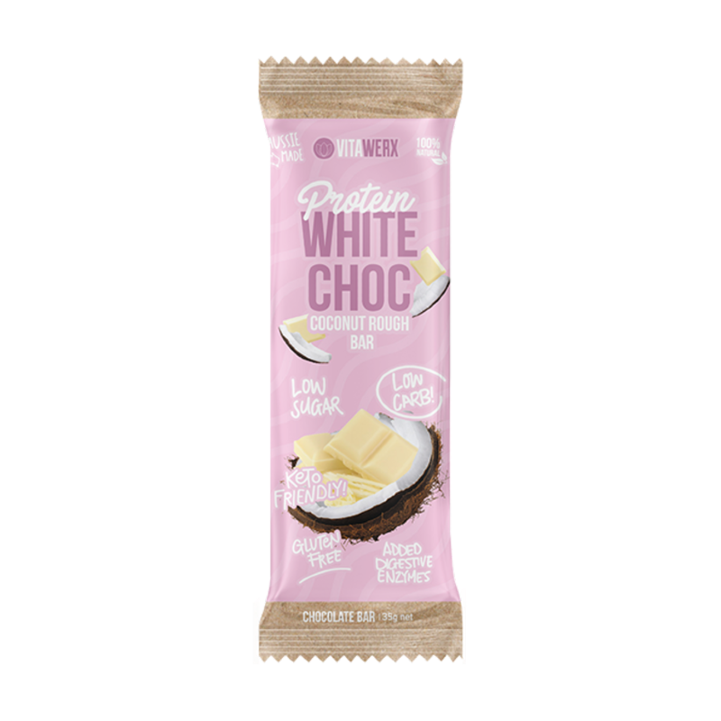Keto Protein White Chocolate Bar (Small) By Vitawerx Box Of 12 / Coconut Rough Protein/bars &