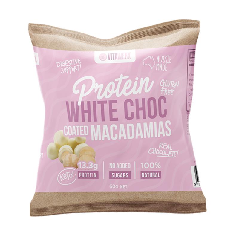 Protein Chocolate Coated Nuts By Vitawerx 60G / White Macadamia Protein/bars & Consumables