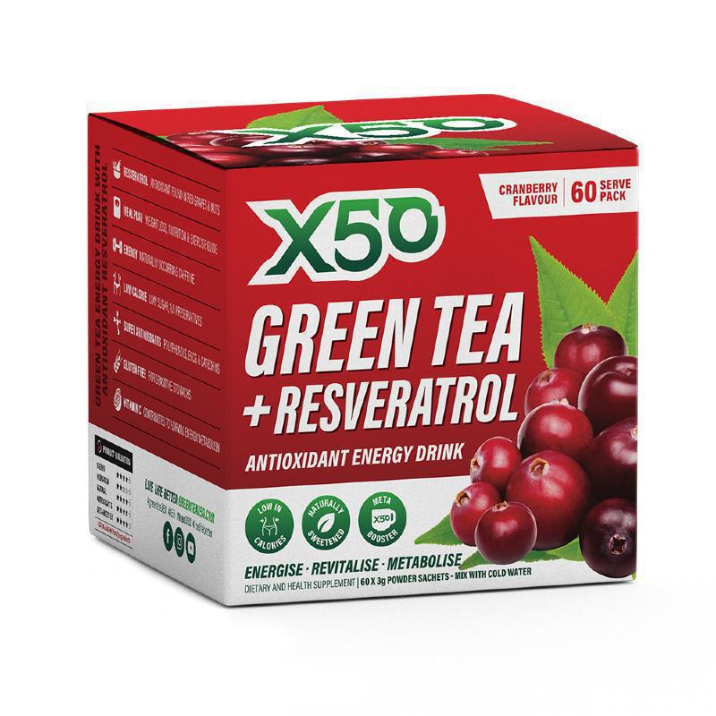 Green Tea + Resveratrol By X50 60 Serves / Cranberry Sn/tea & Coffee